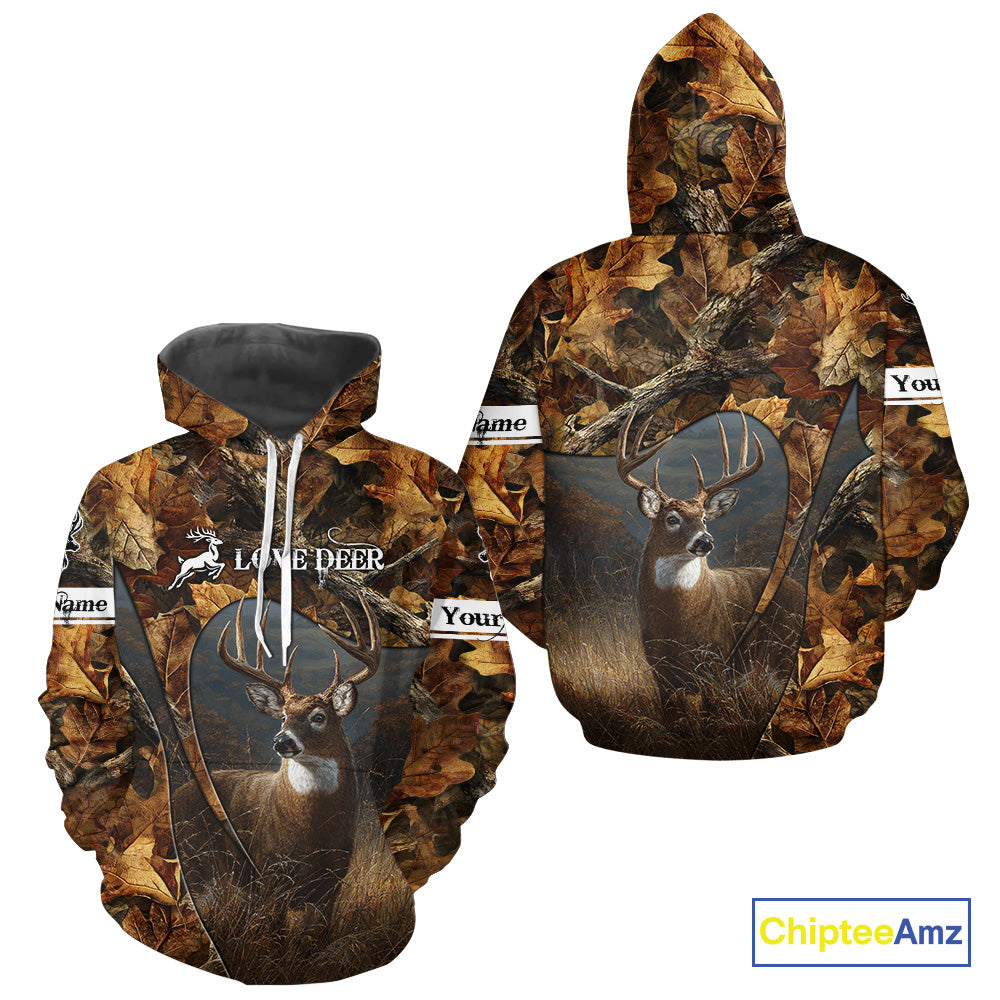 Season Deer Hunting Shirt Brown Camo Fall Pattern 3D Custom Name Clothes For Hunters NHT133