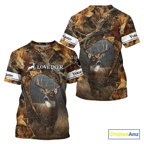 Season Deer Hunting Shirt Brown Camo Fall Pattern 3D Custom Name Clothes For Hunters NHT133