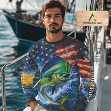 Load image into Gallery viewer, Mahi Mahi Fishing Shirt American Flag 3D All Over Print Long Sleeve Performance Apparel For Men NHT1087