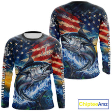 Load image into Gallery viewer, Tuna Fishing Shirt American Flag 3D All Over Print Long Sleeve Performance Apparel For Men NHT1089