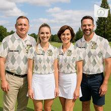 Load image into Gallery viewer, Personalized Raccoon Golfer Polo Shirt Funny Golf Argyle Pattern Custom Name Golf Lover Gift for Womens NHT1096