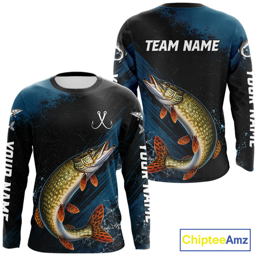 Custom Northern Pike Fishing Jersey Personalized Long Sleeve Shirt For Men