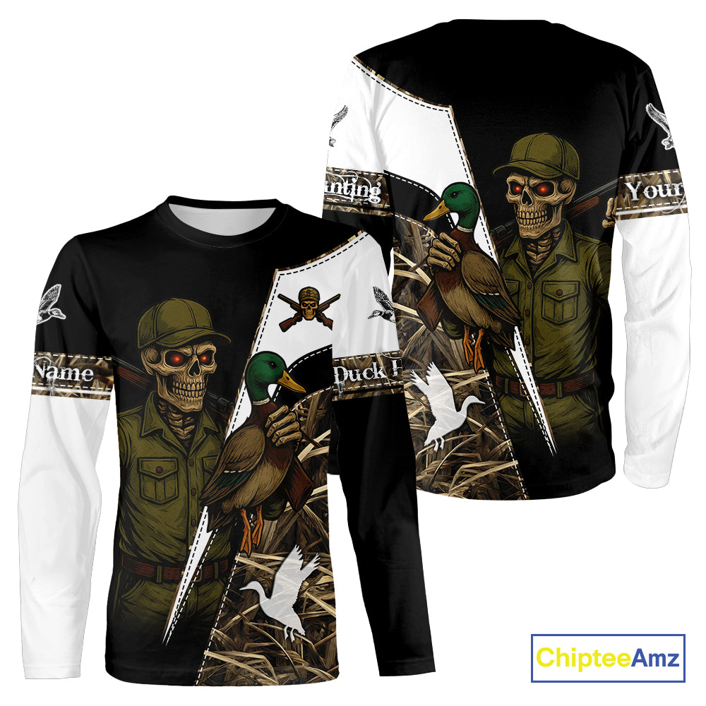 Duck Hunting Shirt Personalized Grim Reaper Camo Hunting Clothes For Men, Duck Hunting Gift NHT150