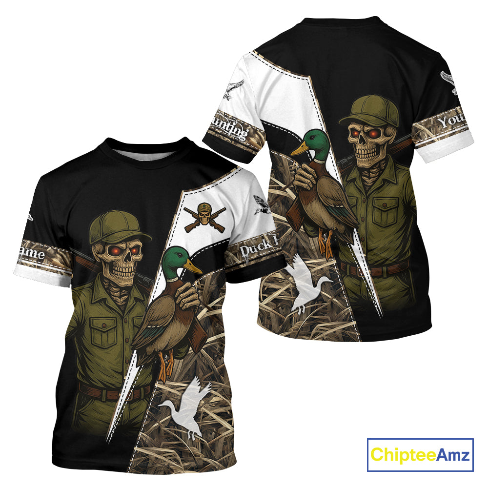Duck Hunting Shirt Personalized Grim Reaper Camo Hunting Clothes For Men, Duck Hunting Gift NHT150