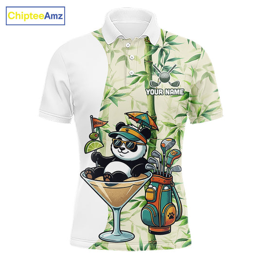 Funny Tropical Bamboo Panda Bear Apparel, Custom Name Performance Golf Jersey For Men