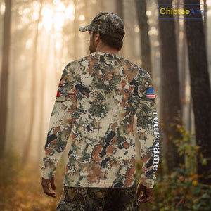 Boar Hunting Shirt Camo Custom Name American Flag Skull Hunting Clothes For Hunters NHT159