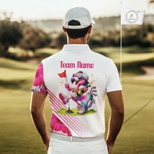 Load image into Gallery viewer, Custom Flamingo Funny Mens Golf Polo Shirt – Personalized Tropical Flower Design NHT595