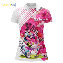 Load image into Gallery viewer, Custom Flamingo Funny Womens Golf Polo Shirt – Personalized Tropical Flower Design NHT595