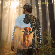 Load image into Gallery viewer, Red Golden Retriever Custom Name Hunting Duck Shirts for Hunter, Duck Hunting Gift NHT172
