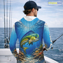 Load image into Gallery viewer, Personalized Offshore Fishing Jerseys, Mahi Mahi Fishing Shirts Long Sleeve Hooded For Men NHT820