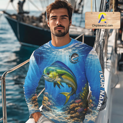 Personalized Offshore Fishing Jerseys, Mahi Mahi Fishing Shirts Long Sleeve For Men NHT820