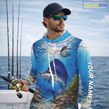 Load image into Gallery viewer, Personalized Offshore Fishing Jerseys, Sailfish Fishing Shirts Long Sleeve Hooded For Men NHT821