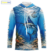 Load image into Gallery viewer, Personalized Offshore Fishing Jerseys, Marlin Fishing Shirts Long Sleeve Hooded For Men NHT822