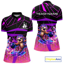 Load image into Gallery viewer, Custom Neon Sloth Bowling Jersey for Women | Personalized Team Polo