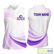 Load image into Gallery viewer, Personalized Purple Swirl Golf Polo - Women's Sleeveless Team Name Performance Jersey NHT979 - Women's Sleeveless Polo - S...