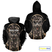 Load image into Gallery viewer, Custom Wild Hog Hunting Black Camo Forest 3D Printed Shirts, Hunting Gifts for Boar Hunter NHT262