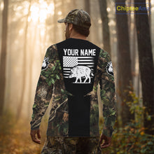 Load image into Gallery viewer, Custom Wild Boar Hunting 3D Shirt Black and Forest Camo with US Flag, Boar Hunting Gifts NHT181