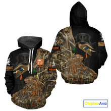 Load image into Gallery viewer, Black Lab Hunting Dog Customized Name All Over Print Shirts For Hunters, Duck Hunting Shirt NHT271