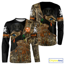 Load image into Gallery viewer, Black Lab Hunting Dog Customized Name All Over Print Shirts For Hunters, Duck Hunting Shirt NHT271