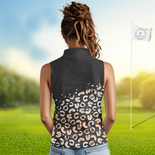 Load image into Gallery viewer, Custom Name Leopard Print Sleeveless Women Polo Shirt – Stylish Animal Print Golf Polo For Womens NHT855