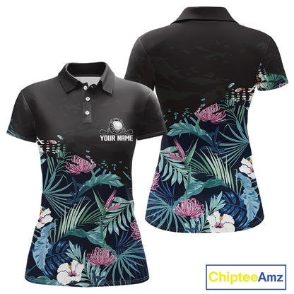 Custom Name Tropical Print Polo Shirt – Stylish Animal Print Golf Polo For Womens NHT856
