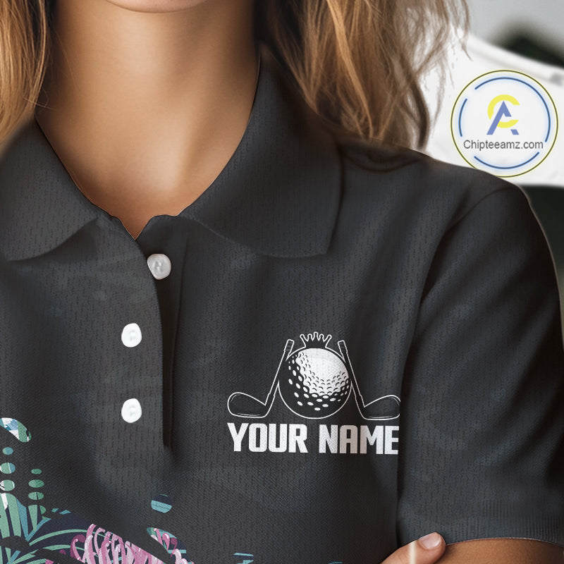 Custom Name Tropical Print Polo Shirt – Stylish Animal Print Golf Polo For Womens NHT856