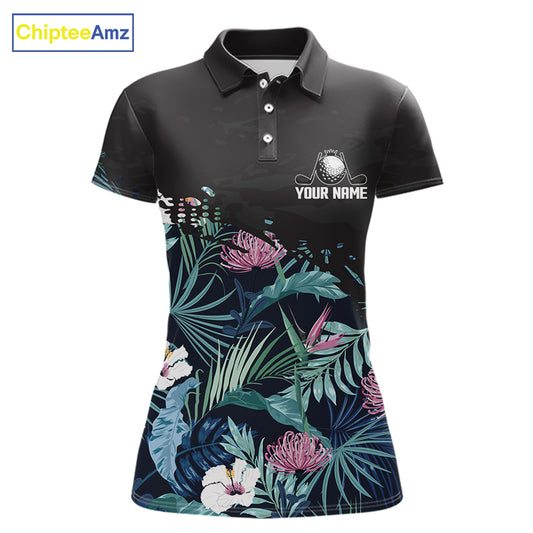 Custom Name Tropical Print Polo Shirt – Stylish Animal Print Golf Polo For Womens NHT856