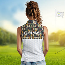 Load image into Gallery viewer, Woman wearing a sleeveless shirt with 'TEAM NAME' on a golf course