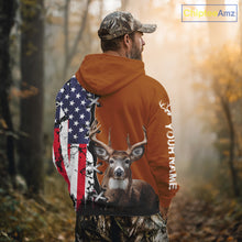 Load image into Gallery viewer, Personalized Orange Deer Hunting 3D Shirt with American Flag Design, Perfect Gift for Hunters NHT280