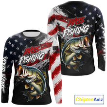Load image into Gallery viewer, American Flag Bass Fishing Shirt For Men, Personalized Largemouth Bass Fishing Apparel