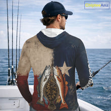 Load image into Gallery viewer, Texas Slam Speckled Trout Flounder Redfish Hooded Fishing Shirt, Texas Flag UV Performance Fishing Apparel 