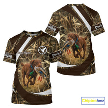 Load image into Gallery viewer, Duck Hunting Waterfowl Camo Chocolate Labrador Retriever Dog Shirts, Duck Hunting Shirt NHT201
