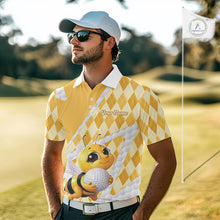 Load image into Gallery viewer, Personalized Bee Golf Polo Shirt Argyle Golf Shirt Custom Name Golfer Shirt Golf Gift For Men NHT687