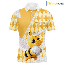 Load image into Gallery viewer, Personalized Bee Golf Polo Shirt Argyle Golf Shirt Custom Name Golfer Shirt Golf Gift For Men NHT687