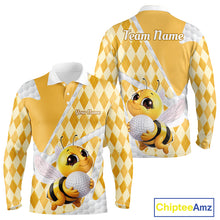 Load image into Gallery viewer, Personalized Bee Golf Polo Shirt Argyle Golf Shirt Custom Name Golfer Shirt Golf Gift For Men NHT687