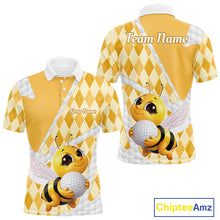 Load image into Gallery viewer, Personalized Bee Golf Polo Shirt Argyle Golf Shirt Custom Name Golfer Shirt Golf Gift For Men NHT687