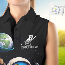 Load image into Gallery viewer, Personalized Astronaut Parrot Womens Sleeveless Golf Polo Shirt – Cute Space Bird Golf Shirt NHT1187