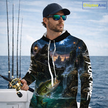 Load image into Gallery viewer, Grim Reaper Fishing Jersey, Largemouth Bass Long Sleeve Hooded UV Performance Shirt For Men 