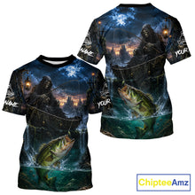 Load image into Gallery viewer, Grim Reaper Fishing Jersey, Largemouth Bass Short Sleeve Fishing T-Shirts UV Performance Shirt For Men 