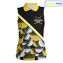 Load image into Gallery viewer, Golf Balls Yellow Pattern Womens Sleeveless Golf Polo Shirts Custom Golf Apparel For Familly Team Shirt NHT708