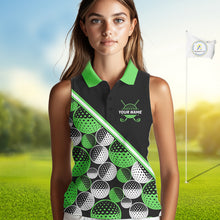 Load image into Gallery viewer, Golf Balls Green Pattern Womens Sleeveless Golf Polo Shirts Custom Golf Apparel For Familly Team Shirt NHT709