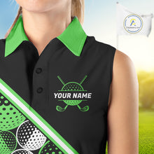 Load image into Gallery viewer, Golf Balls Green Pattern Womens Sleeveless Golf Polo Shirts Custom Golf Apparel For Familly Team Shirt NHT709