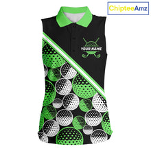 Load image into Gallery viewer, Golf Balls Green Pattern Womens Sleeveless Golf Polo Shirts Custom Golf Apparel For Familly Team Shirt NHT709
