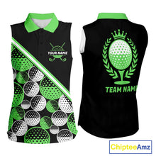 Load image into Gallery viewer, Golf Balls Green Pattern Womens Sleeveless Golf Polo Shirts Custom Golf Apparel For Familly Team Shirt NHT709