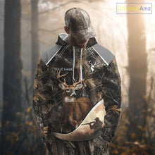 Load image into Gallery viewer, Deer Hunting Shirt 3D Brown Forest Camo Custom Name All Over Print Hunting Clothes NHT218