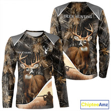 Load image into Gallery viewer, Deer Hunting Shirt 3D Brown Forest Camo Custom Name All Over Print Hunting Clothes NHT218