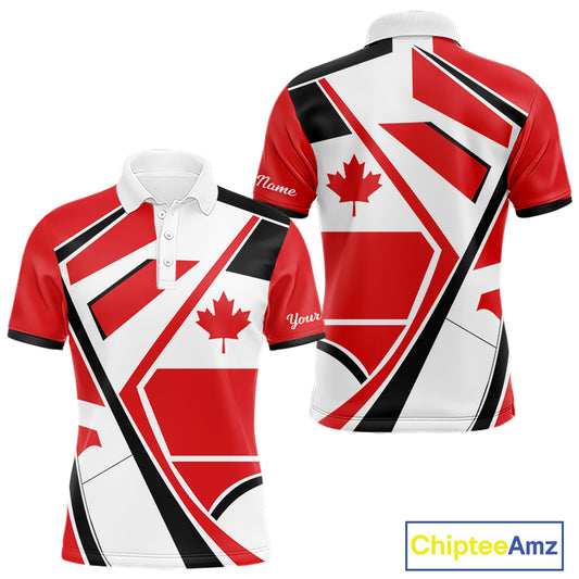 Personalized Canada Flag Mens Golf Polo Shirt, Patriotic Golf Gifts For Golf Lover NHT733