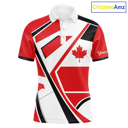 Personalized Canada Flag Mens Golf Polo Shirt, Patriotic Golf Gifts For Golf Lover NHT733