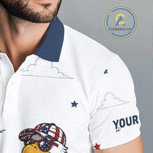 Load image into Gallery viewer, Custom Patriotic Mens Golf Polo Shirt – American Eagle Golf Team Polo With Personalized Name 