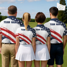 Load image into Gallery viewer, Custom USA Flag Womens Golf Polo Shirt – Patriotic Golf Polo With Personalized Name NHT1067
